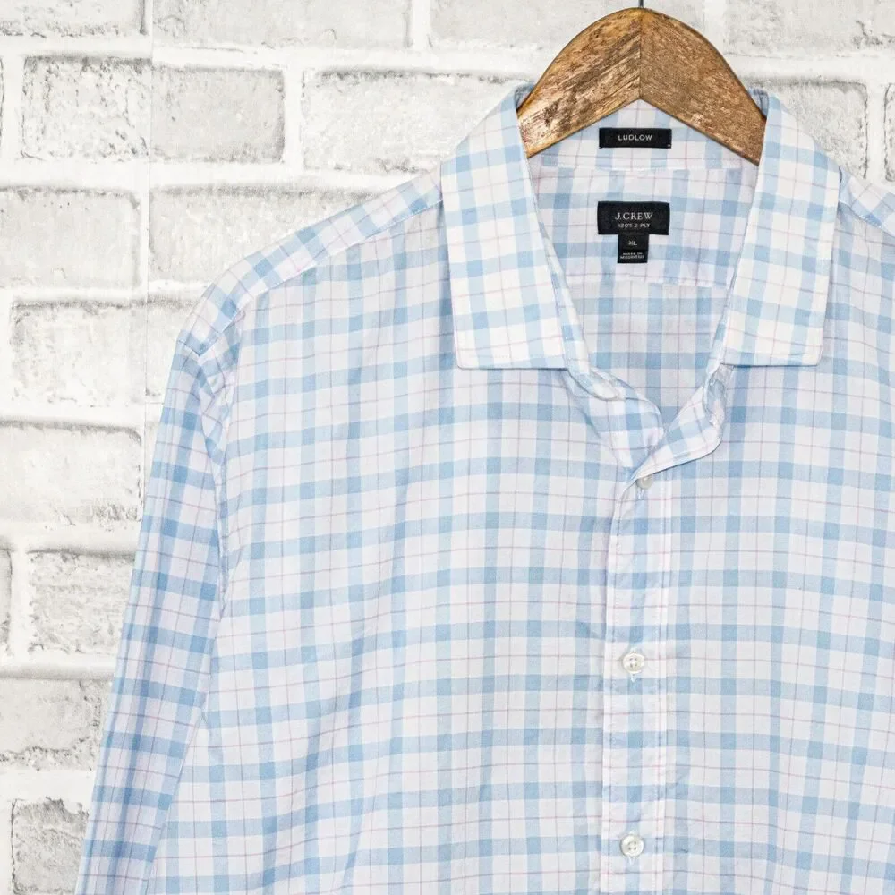 J.Crew Ludlow Men's size XL Button up Shirt in light blue check